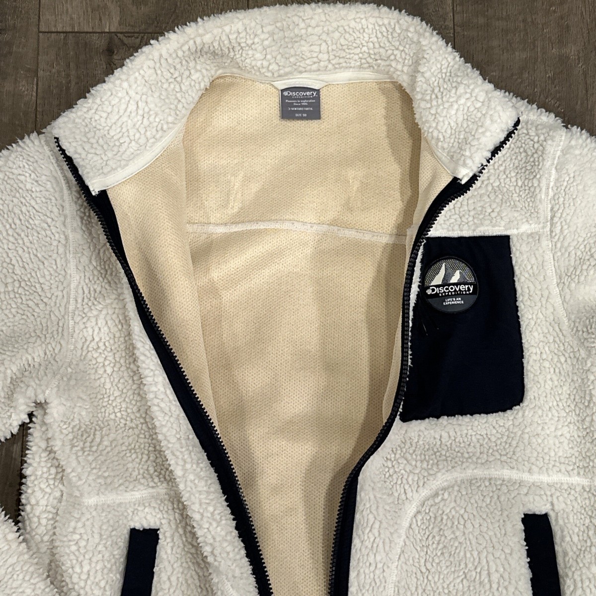 Discovery Expedition Fleece Jacket Size 90 Cream blue | eBay