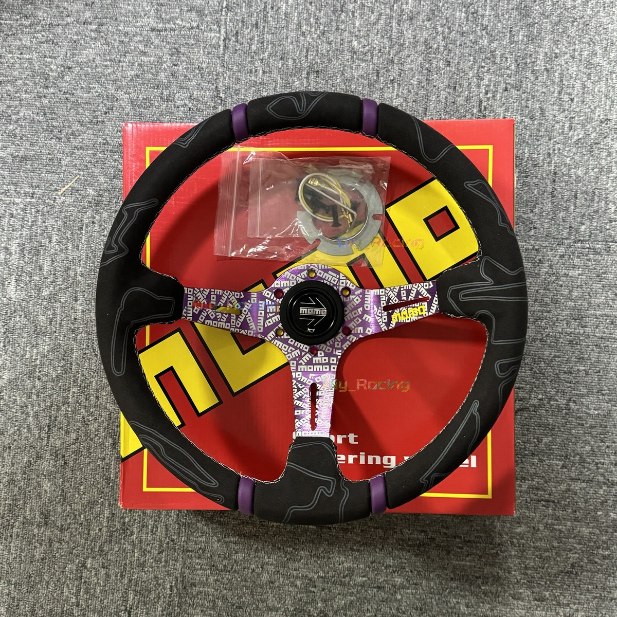 350mm MOMO ULTRA Purple Spoke Deep Dish Suede Racing Car Sport