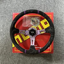 350mm Momo Ultra Purple Spoke Deep Dish Suede Racing Car Sport Steering Wheel 350mm Momo Ultra Purple Spoke Deep Dish Suede Racing Car Sport Steering Wheel