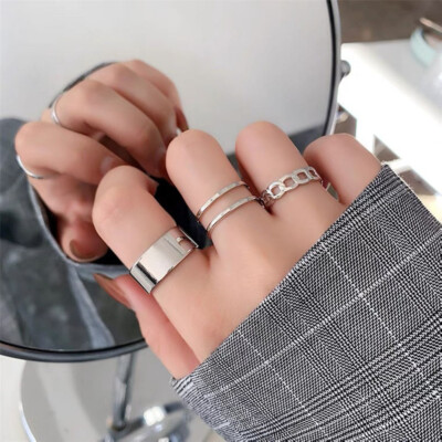 Fashion Silver Colors Adjustable Rings 3pcs Set Women