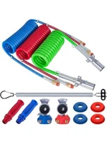 CheeMuii 15 Ft Coiled Air Brake Hoses & ABS Electrical Power Wire Assembly wi...