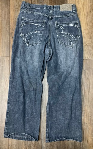 Brooklyn Express Wide Leg Jeans Blue Denim Embroidered Boys 16 Hip Hop Street - Picture 9 of 10