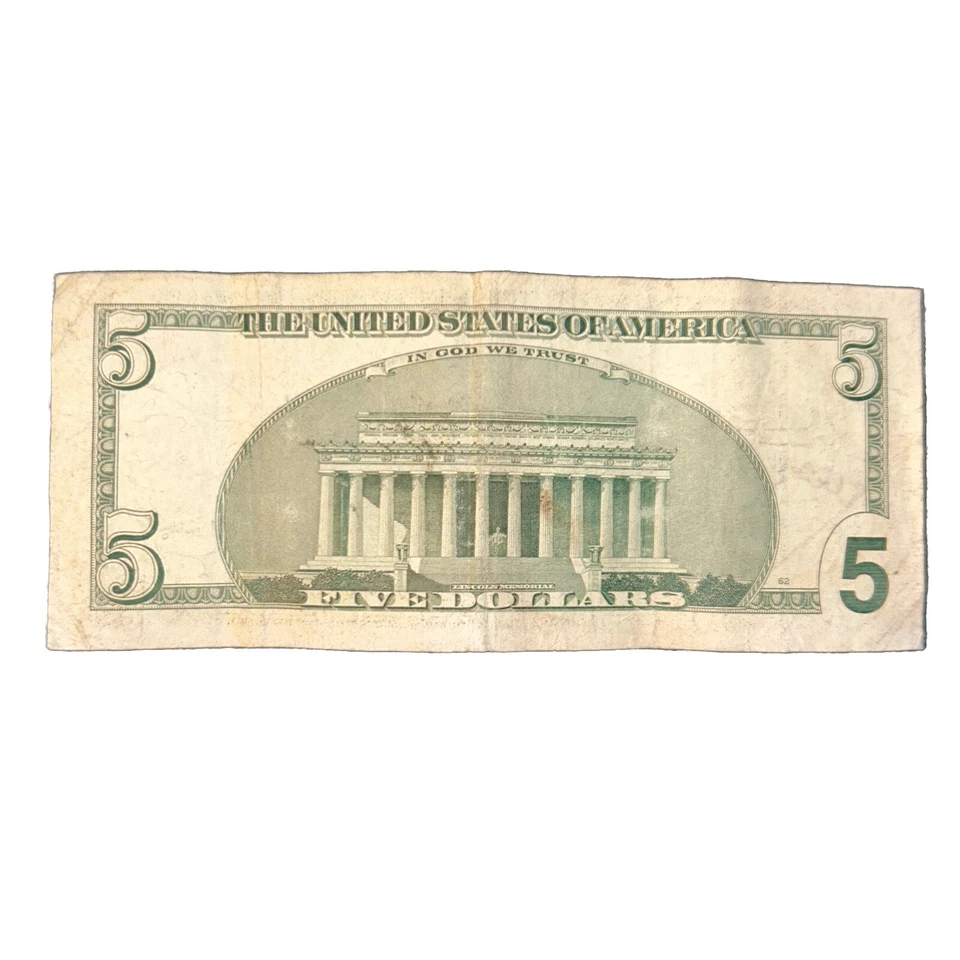 2001 $5 Dollar Palindrome Trinary Bill CL08412148D - Image 3 of 4