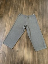 Eileen Fisher The Icon Gray 100 Wool Wide Leg Crop Pull On Knit Pants-Size L