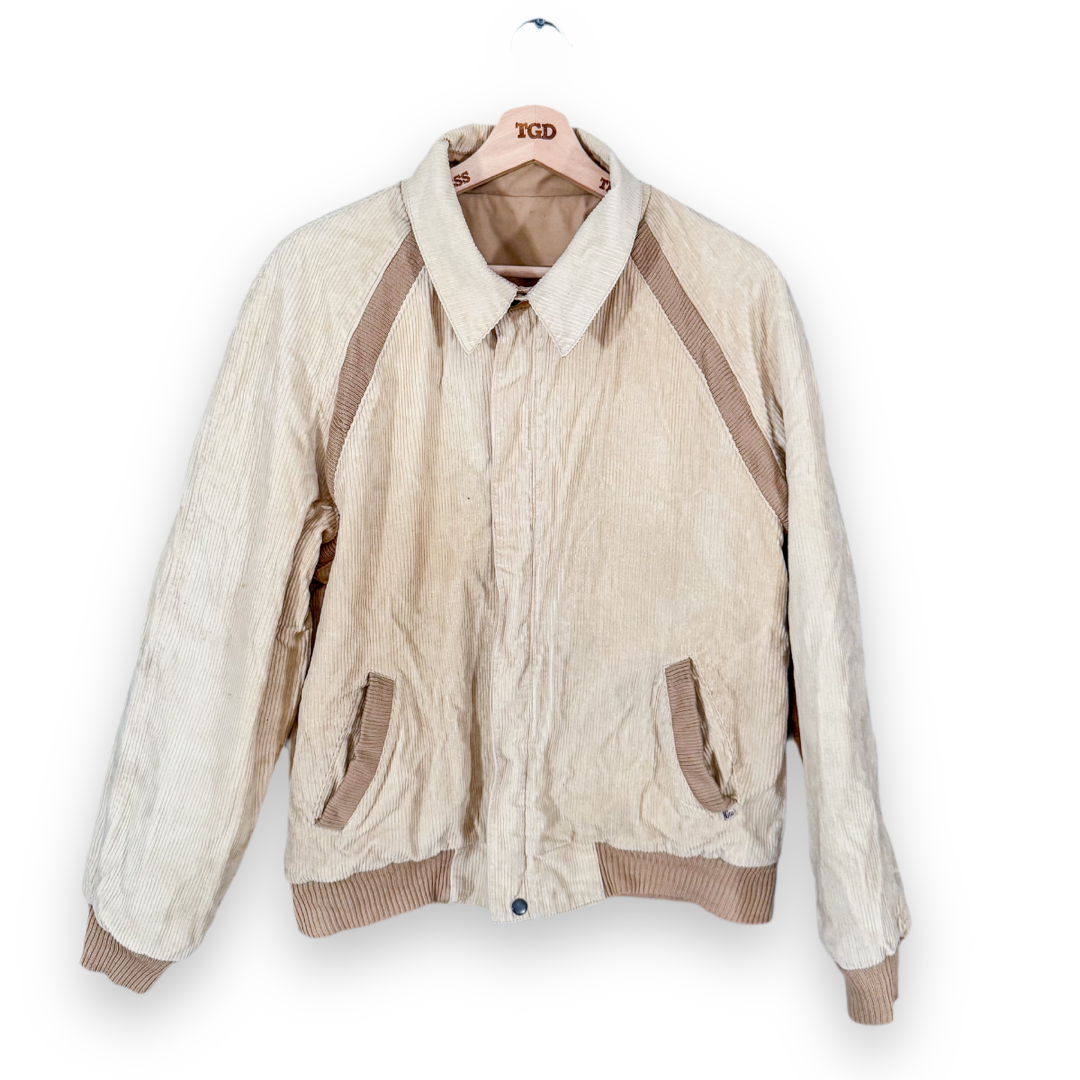 Beige Cord Blouson Damen Ladies Beige Cord Reversible Bomber