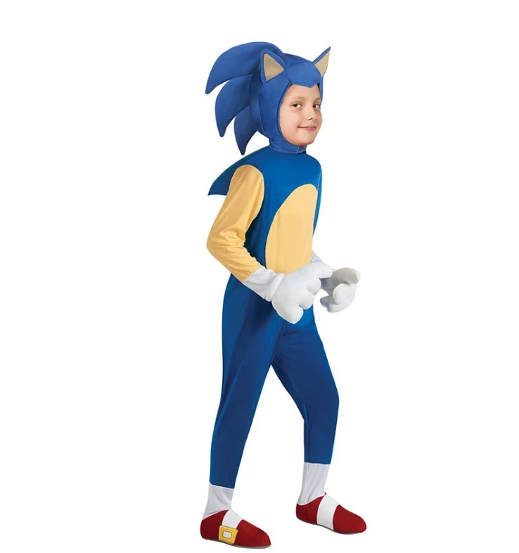 COSTUME CARNEVALE SONIC IL HEDGEHOG COSPLAY BAMBINA BAMBINI 4-12 ANNI  HALLOWEEN