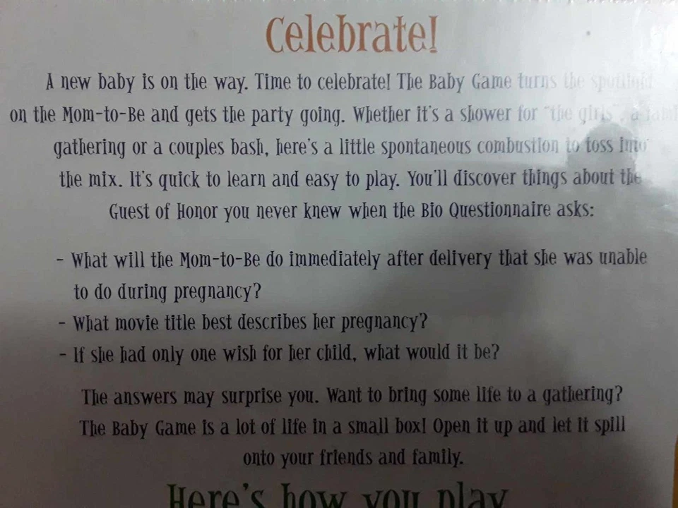 THE BABY GAME Party Game Of Bottle-warming Diaper-changing fun! New and Sealed - Image 4 of 4