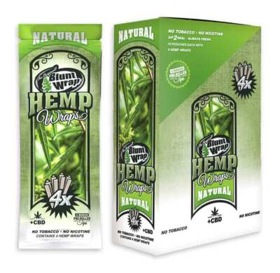 The Original B Wrap Rolling Paper Natural Unflavored 60 Wraps Tips FULL DISPLAY