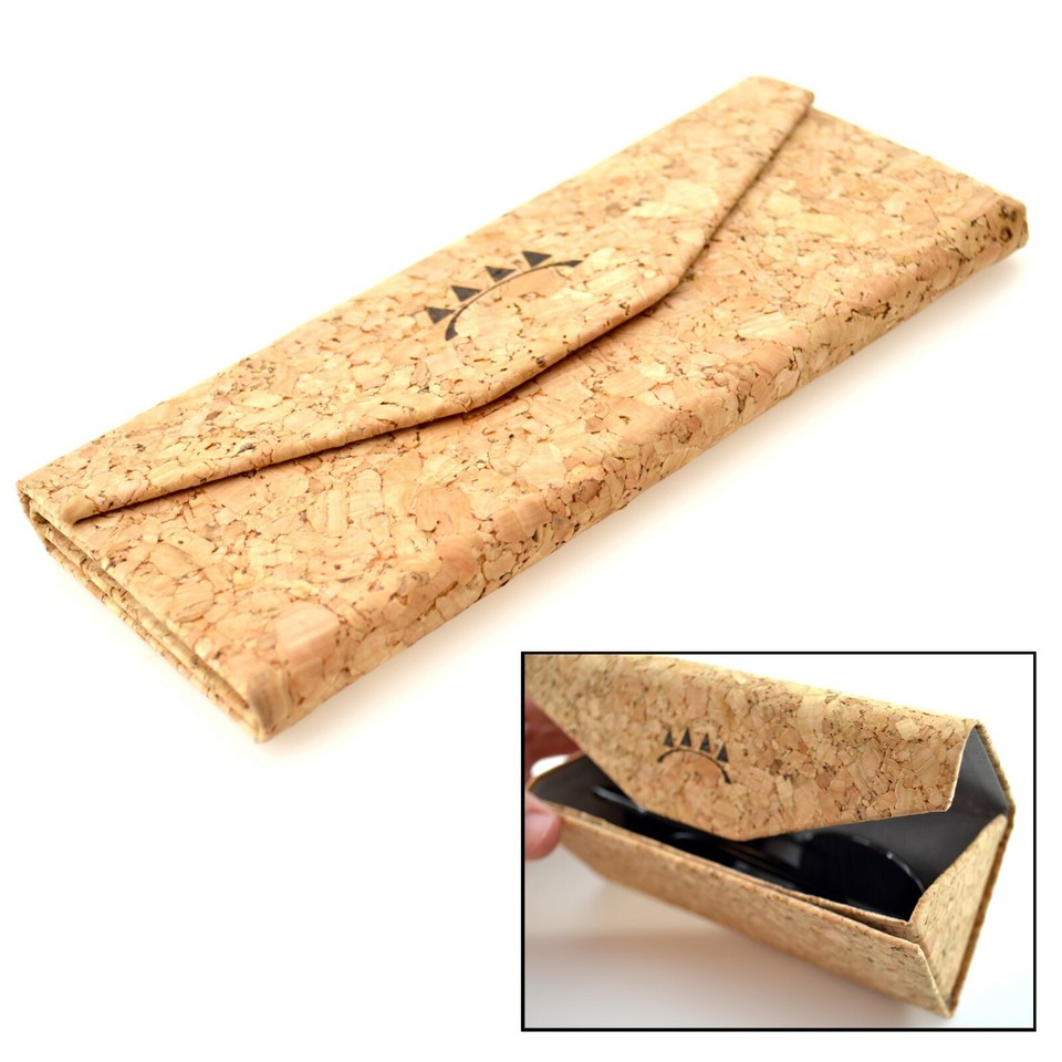 Pack of 2 Durable Cork Collapsible Sunglasses Case, Soft Interior ...
