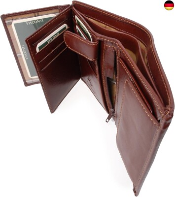 VISCONTI - Herren Leder Geldbörse Groß - Portemonnaie 11 Kartenfächer - Wallet m