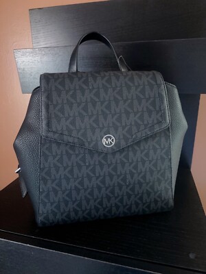 MICHAEL KORS Signature Logo Black Freya Top Handle Black Backpack NWT Michael Kors Womens Sheila Medium Logo Backpack (Black  main image 2