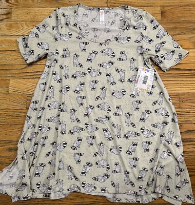 NWT LuLaRoe Perfect T Raccoon Trash Panda Light Green Background-Size XXS