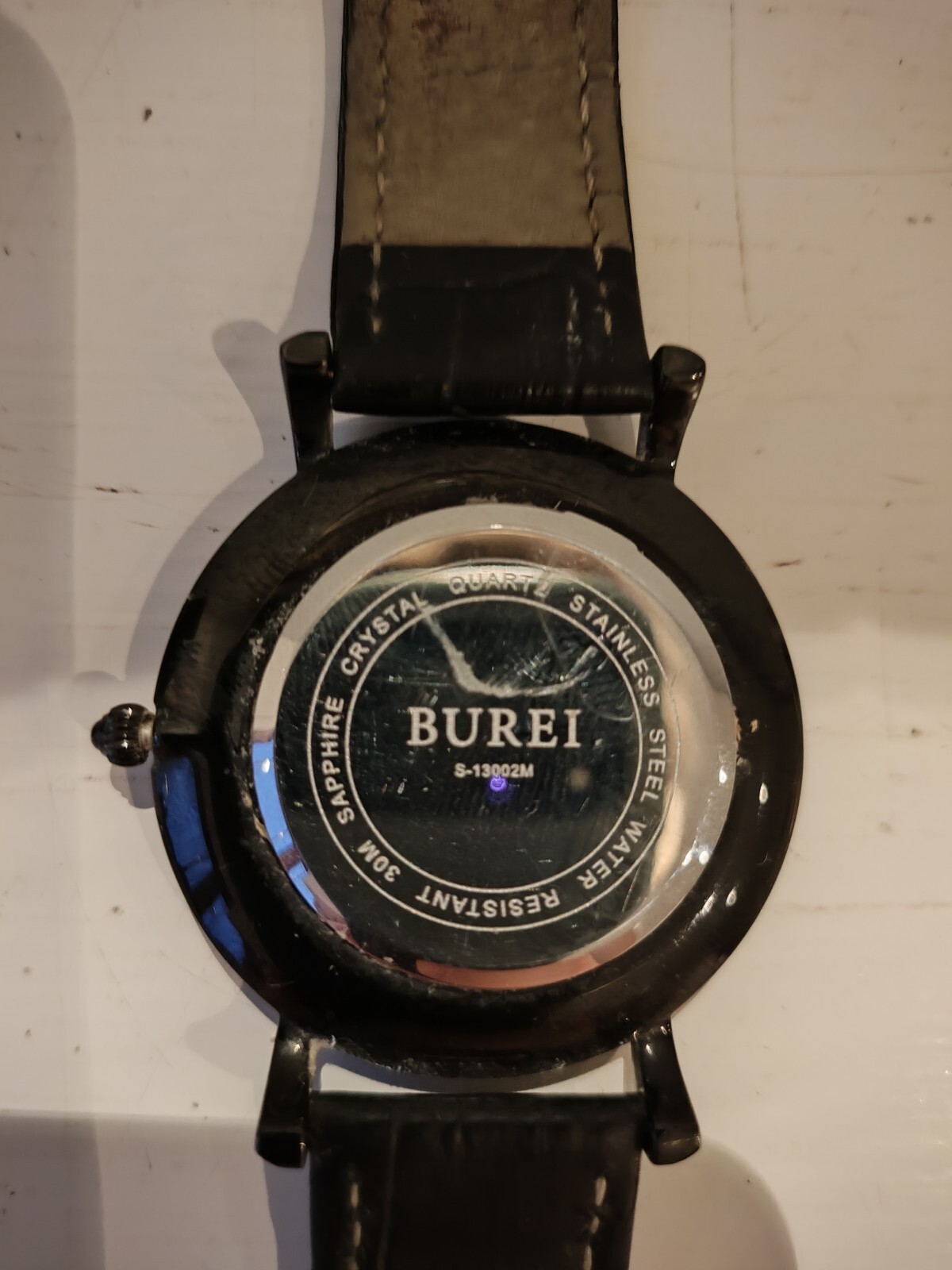 Working Men's Burei Quartz Date Designer Watch Leather Strap Large Face