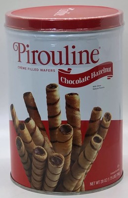 Pirouline Chocolate Hazelnut Cream Filled Wafers 28 Oz/798g Tin Can Exp 04/02/22