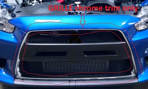 replacement for 2008-15 Lancer EVOLUTION front bumper chrome grille surround - Picture 2 of 2