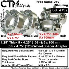 4x 1.25 Thick 5x4.25 To 5x4.75120 Wheel Spacer Adapter Land Roverjaguar More