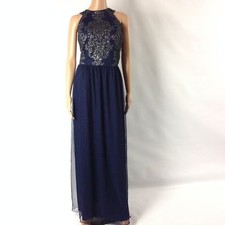 Speechless Juniors Dress Halter Neck Maxi Embellished Gathered Size 21 Blue New