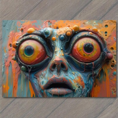 STICKER Creature Alien Big Eyes Colorful Beautiful Cute Weird Fun Strange