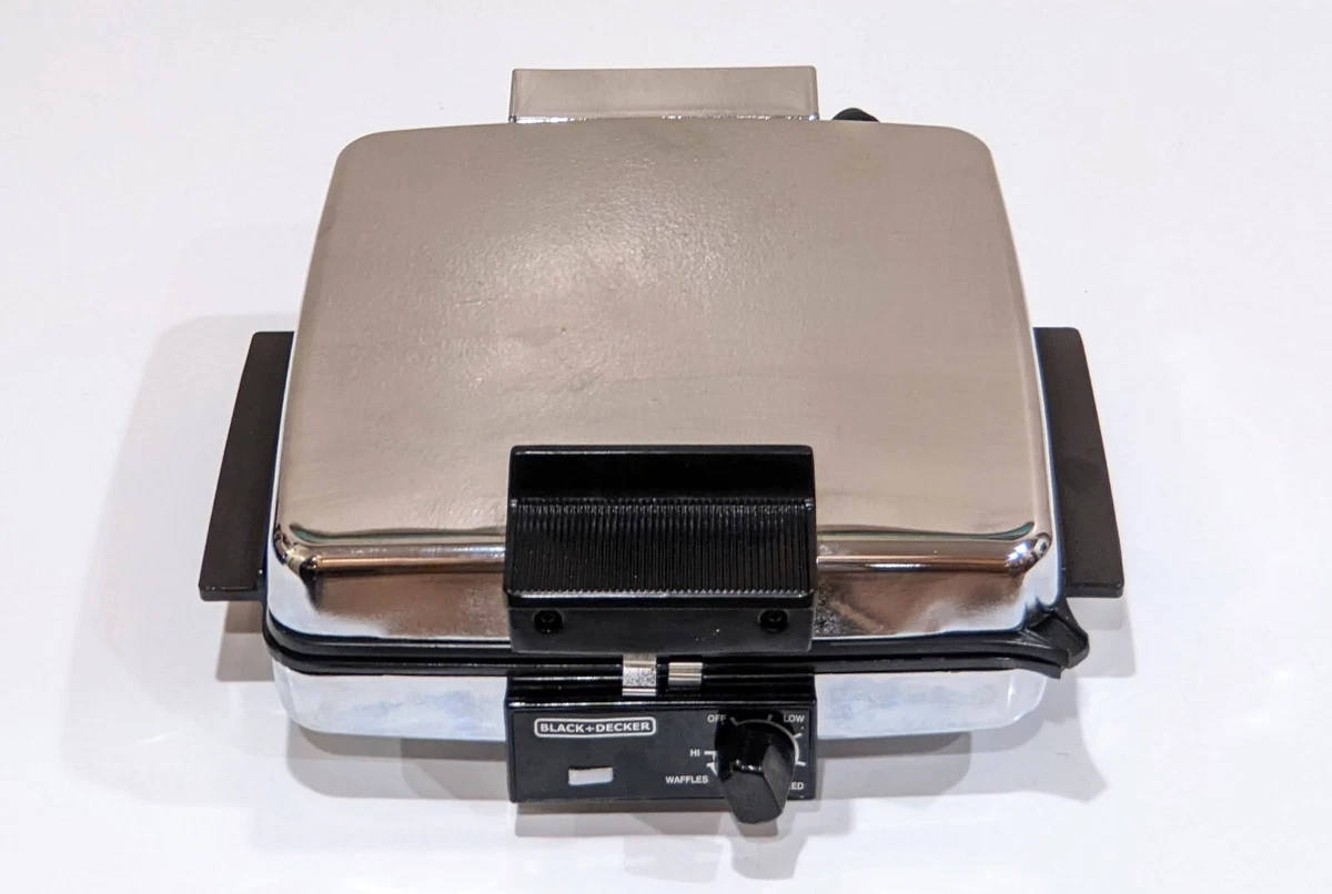 Vintage Black Decker Waffle Maker Baker Grill Chrome G48TD Type 2 Tested