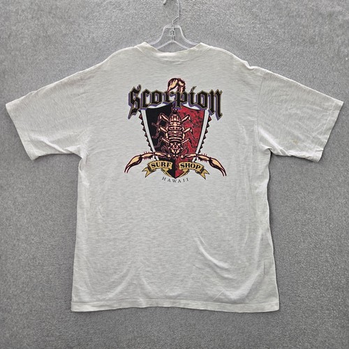 VINTAGE Crazy Shirts Men Shirt XL Gray Scorpion Surf Shop Single Stitch READ