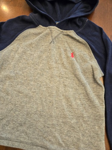 Polo Ralph Lauren Kleinkind Junge blau/grau Langarm Thermo Shirt mit Kapuze - Größe 3 - Bild 2 von 7