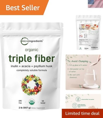 Organic Triple Fiber Powder, 2lb - Natural Prebiotic for Digestive Wellness