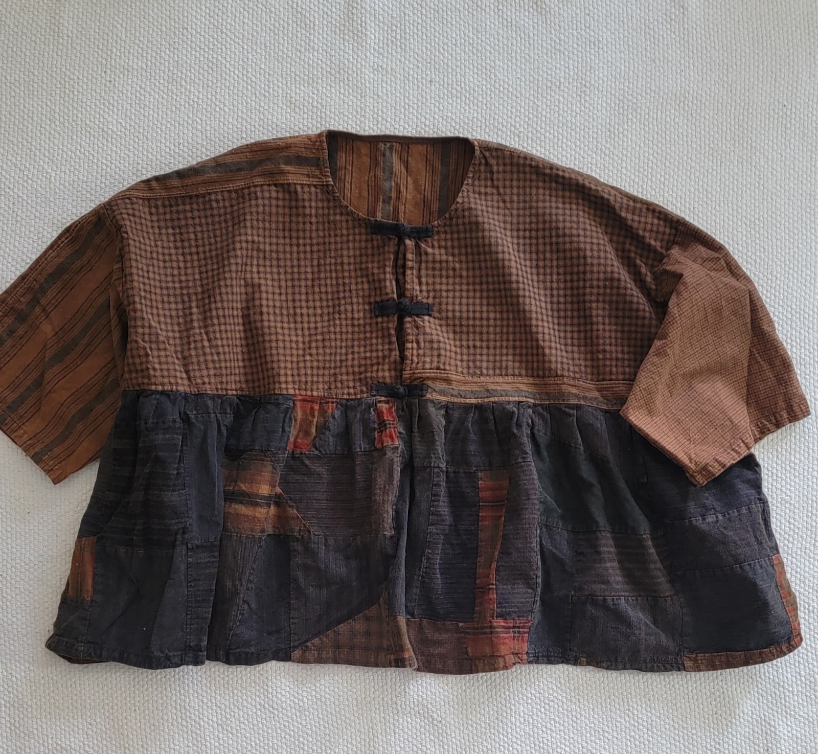 Handmade Patchwork Button Tunic Blouse Lagenlook … - image 1