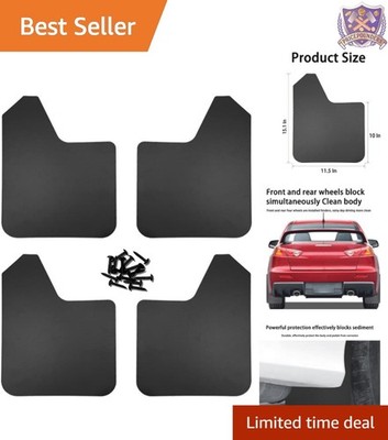 Car Mud Flaps Set 4 Pack Universal Fit Splash Guards Black Durable Plastic