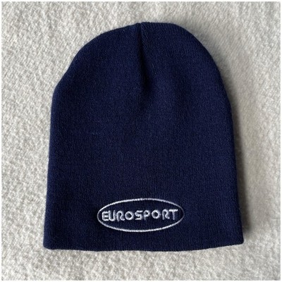Vintage Y2K Eurosport Magazine Soccer.com Knit Hat Cap Beanie Blue OSFA VTG