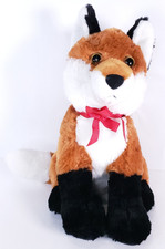 RBI Fox Plush Stuffed Animal Realistic Red White Fur Soft Toy Black Ears Orange