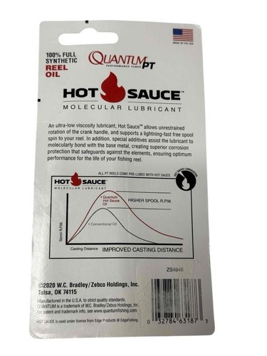 NEW Quantum PT Hot Sauce Molecular Lubricant Full Synthetic Reel Oil Zebco .4 oz - Picture 2 of 2
