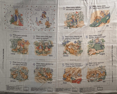 Vintage Beatrix Potter 123 Cloth Fabric Book, Peter Rabbit Cloth Book To Sew