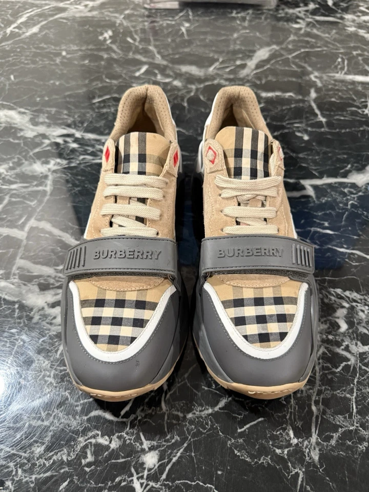 Authentic Burberry Ramsey Vintage Check Beige Low Top Sneakers Size 10 US 43 EU - Image 2 of 4