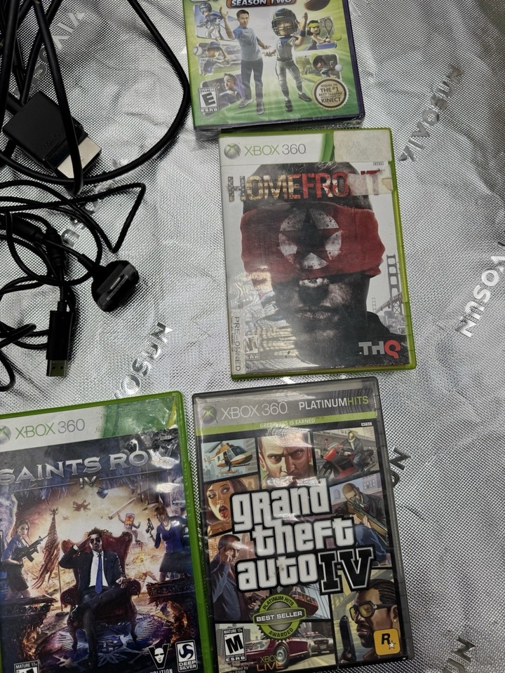 Xbox 360 Slim 250GB Console Bundle Kinect 2 Controllers 6 Games Tested ...