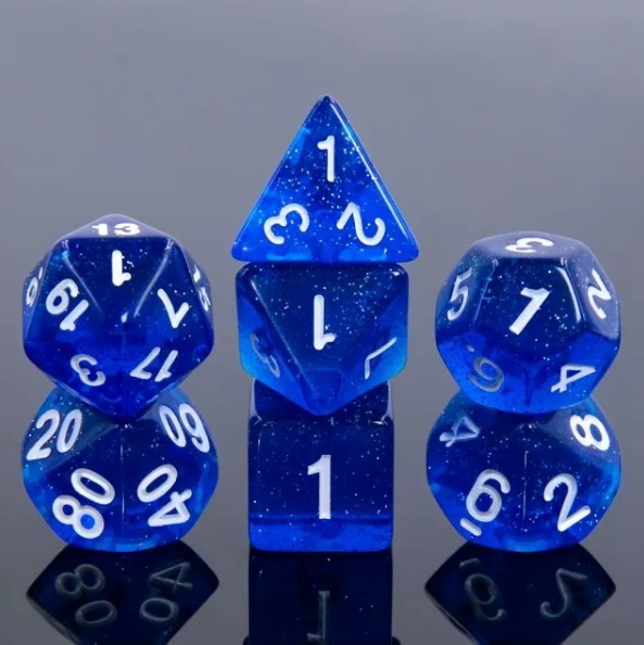 Galactic Dice Acrylic HD Dice Sets - Navy Blue Set of 7 Dice