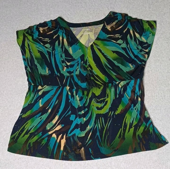 Lane Bryant Poncho Style Blouse Womens Size 22/24 Multicolor Paint Design Flowy