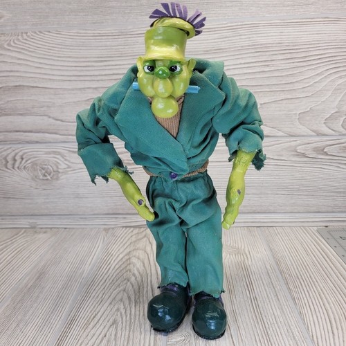 Vintage Frankenstein Monster Doll Green 15 Inch Flip Top Head Brain Detail