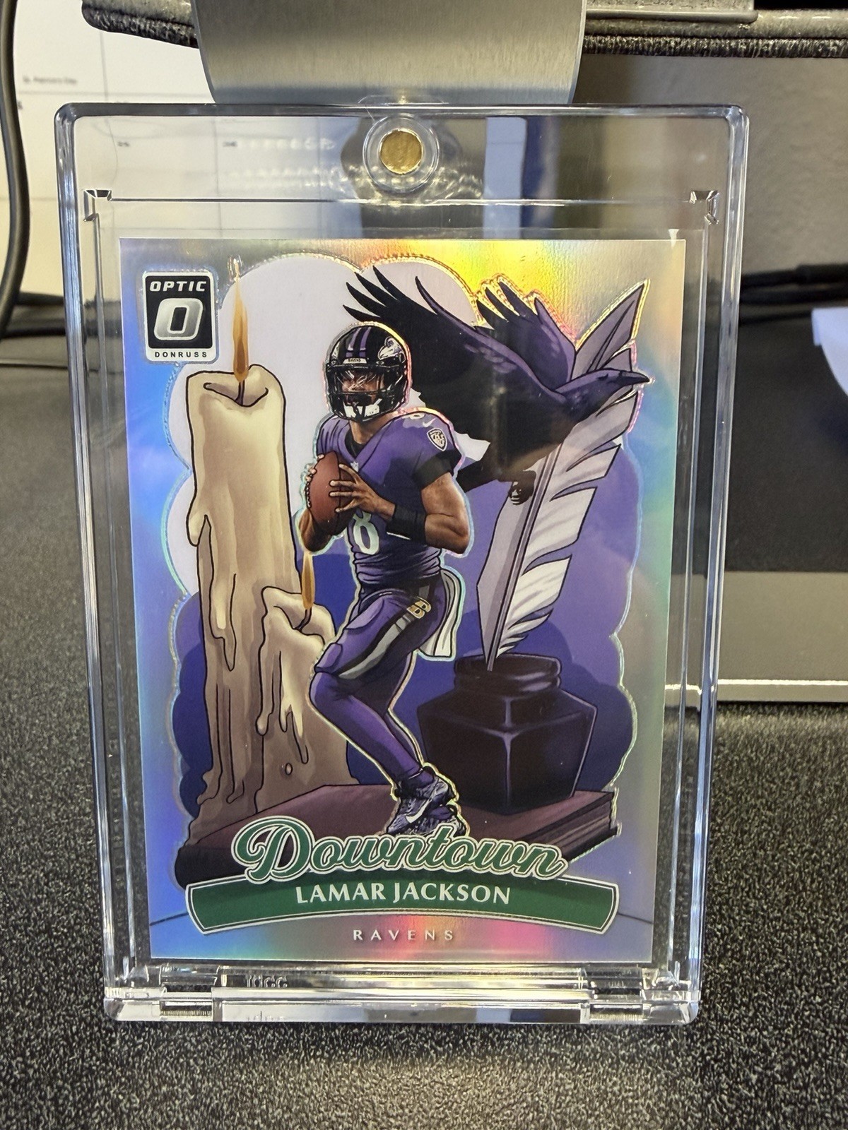 2025 Panini Donruss Optic Downtown Lamar Jackson Prizm Insert Ravens NFL