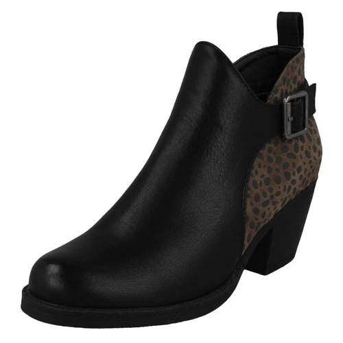 Spot On Ladies Blocked Heel Ankle Boots