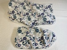 Blue Floral Linen Like Cotton Crib And Changing Pad Sheets