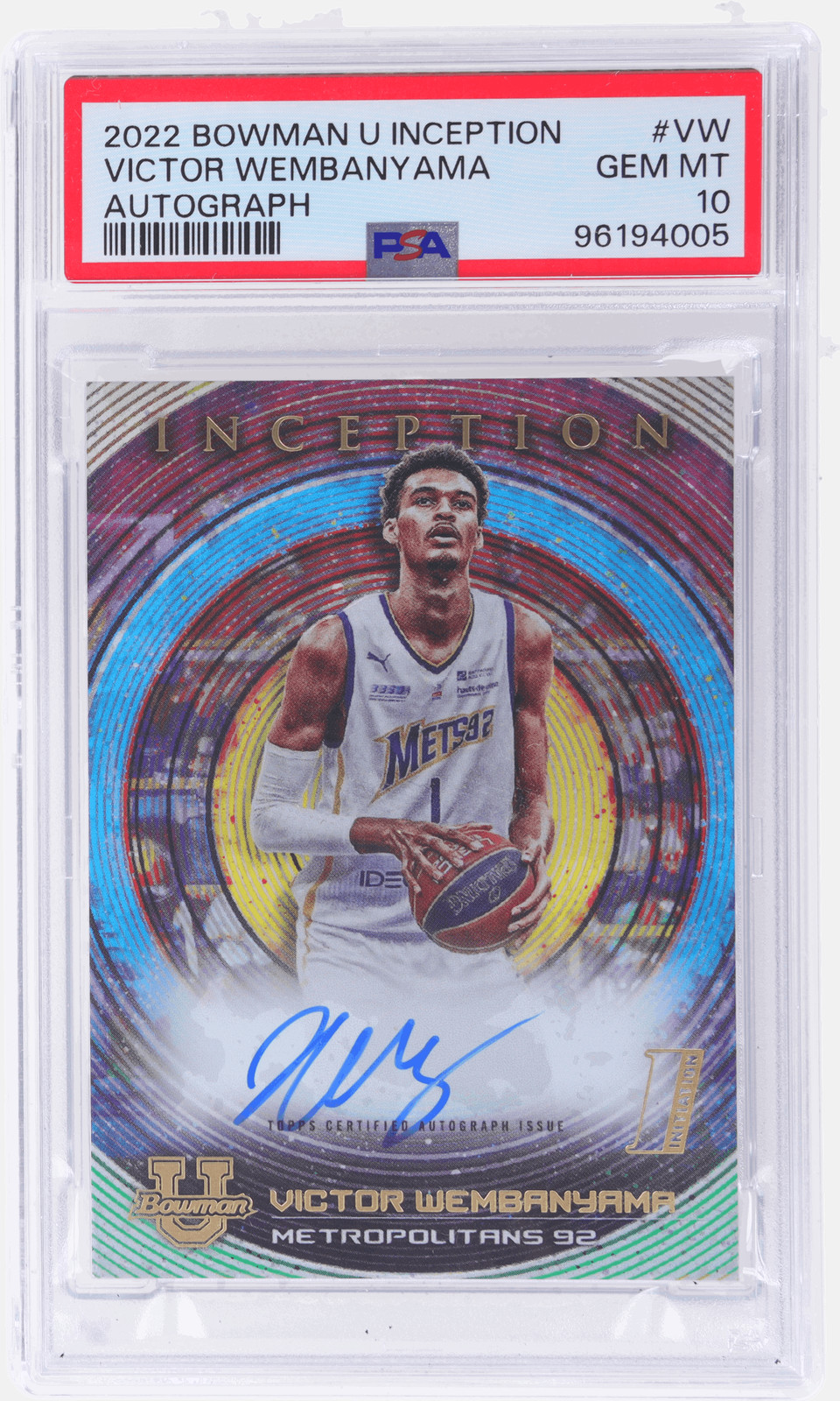 2022 Bowman University Inception Victor Wembanyama Auto #BIAVW PSA 10