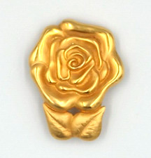 DOREEN RYAN Vintage Gold tone Rose Flower Belt Buckle