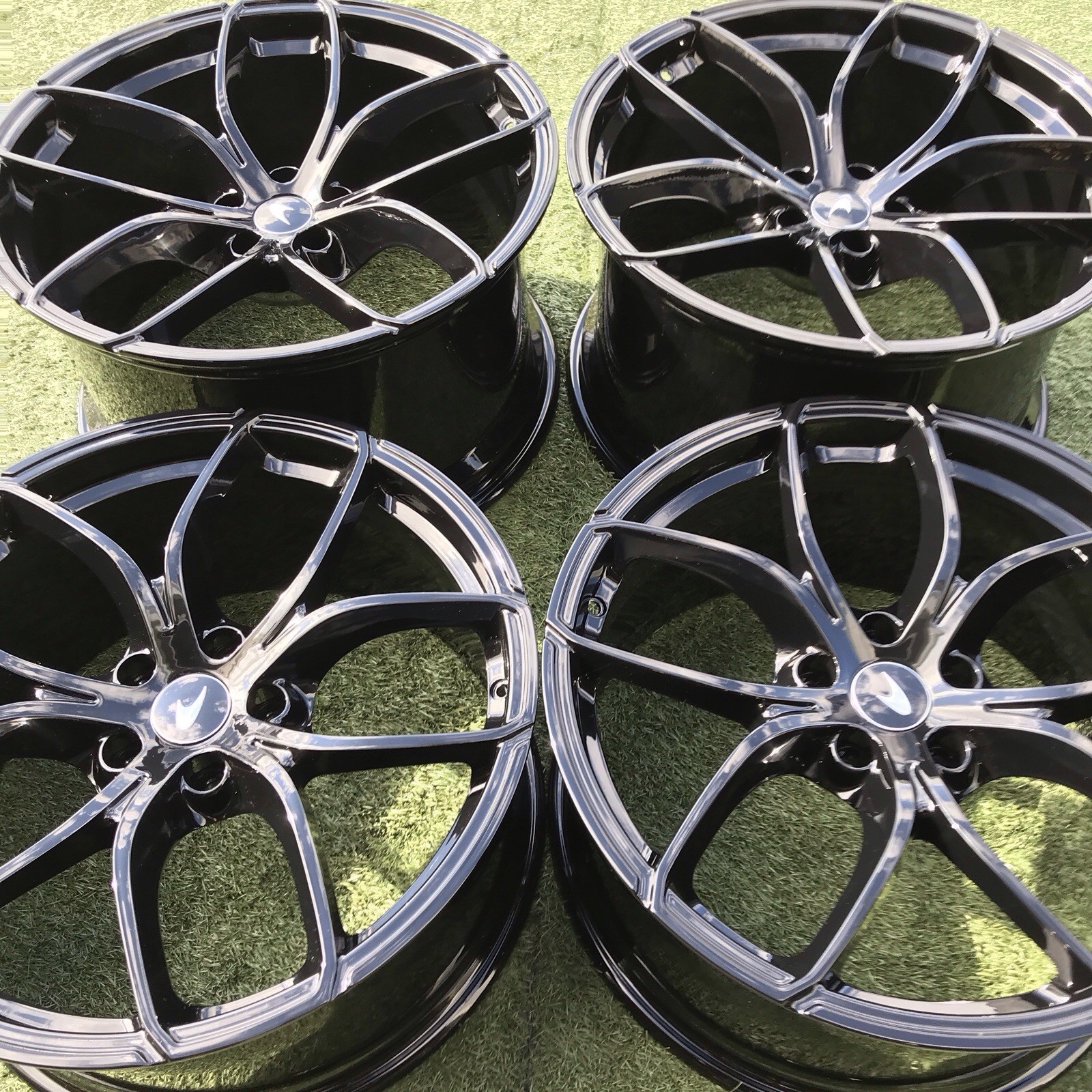 19 20 MCLAREN RIMS OEM STOCK FACTORY SET 4 720S WHEELS GENUINE BLACK GLOSS 720 S