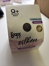 L'eggs Silken Mist Pantyhose Ultra Sheer Leg Control Top, Size Q+ - BLACK MIST