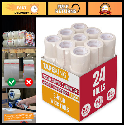 Heavy Duty Clear Packing Tape 3'' Wide - 24 Rolls, 2.7mil Strong Adhesive for Mov