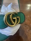 Gucci Marmont GG Gold Logo Green Leather Ankle Strap Block Heels Sandals 41 IT — photo 5