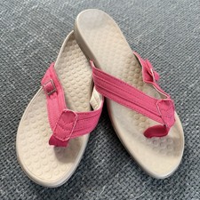 Coral/Pink Fabric Band Vionic Flip Flops Buckle Accent Size 8 Comfort Support
