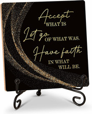 Inspirational Quotes Wood Plaque with Stand - Idea Gifts for Women Men - Black G