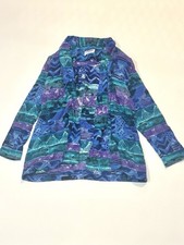 Vintage 90s Alfred Dunner Abstract Print Open Front Jacket Blazer Women Size 8