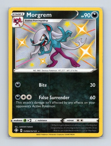 2021 Pokemon Morgrem Shining Fates: Shiny Vault SV084/SV122 Shiny Holo Rare NM